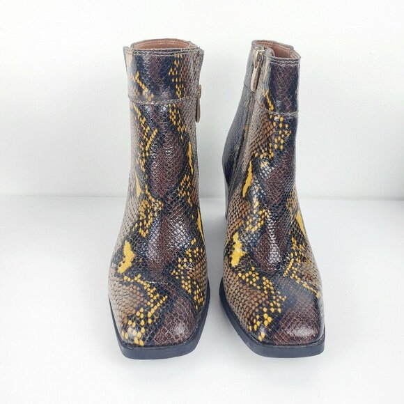 Franco Sarto Women's Generous Boots Tan Snake Print Ankle Leather Booties Sz 6M - Picture 2 of 9